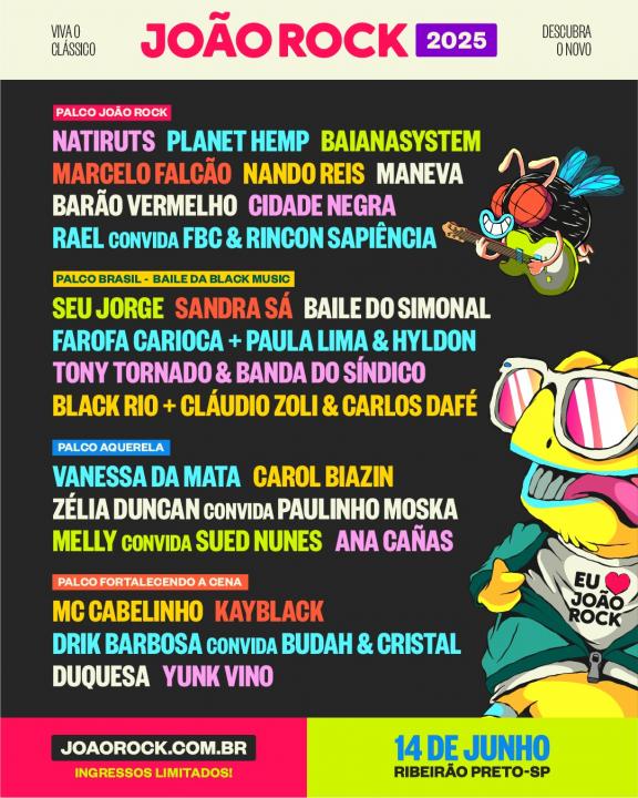 Foto 1 de 1 — João Rock 2025 celebra a diversidade e homenageia a Black Music; veja a programação